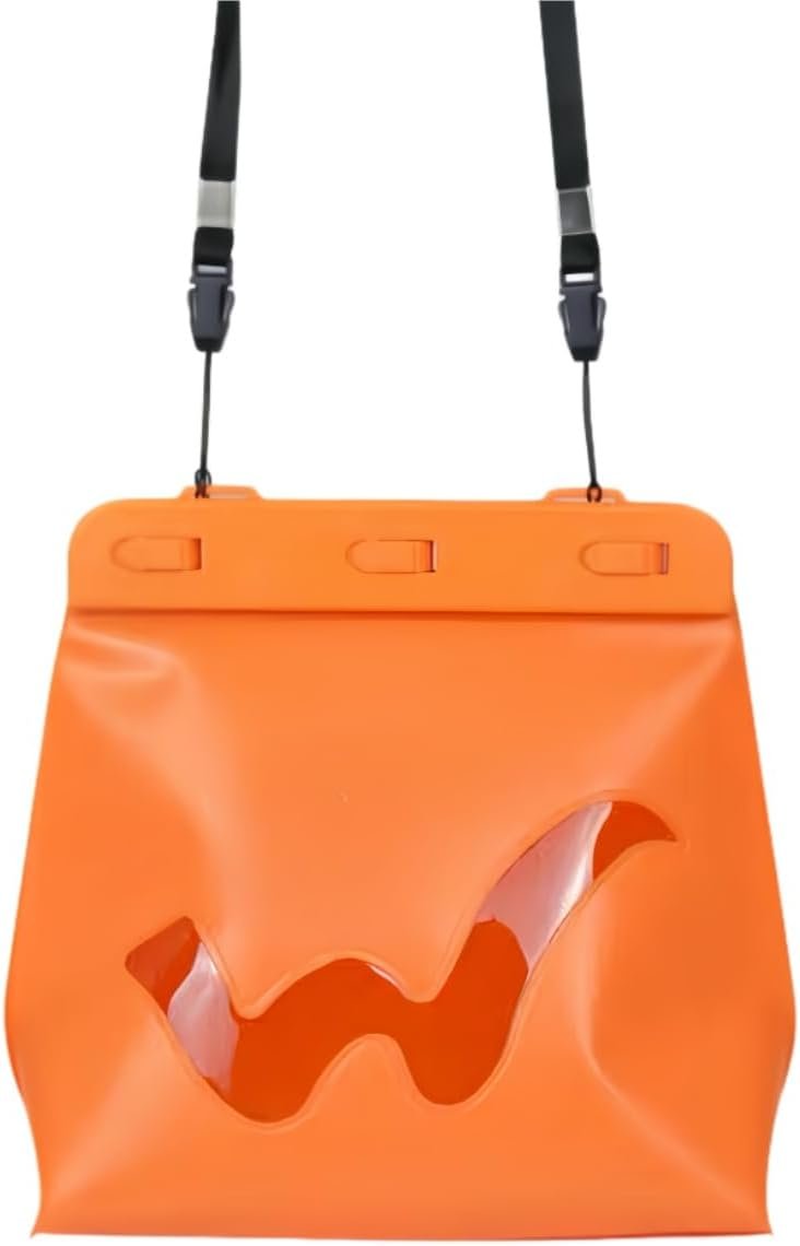 Waterproof Dry Bag, Orange, Adjustable Strap, 7.48×7.87 Inch, Sealed Interior, Non-Slip Bottom, for Water Sports, Rafting, Swimming