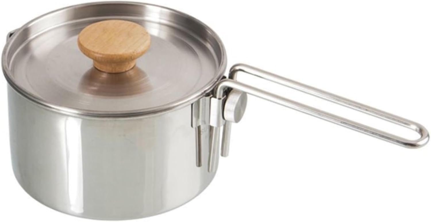 OUKENS Camping Kettle, 1L 304 Stainless Steel Camp Pot with Foldable Handle, for Outdoor Cooking, Ideal Portable Cookware Backpacking Pot for Camping, Hiking, Picnic, Campfire, Stove