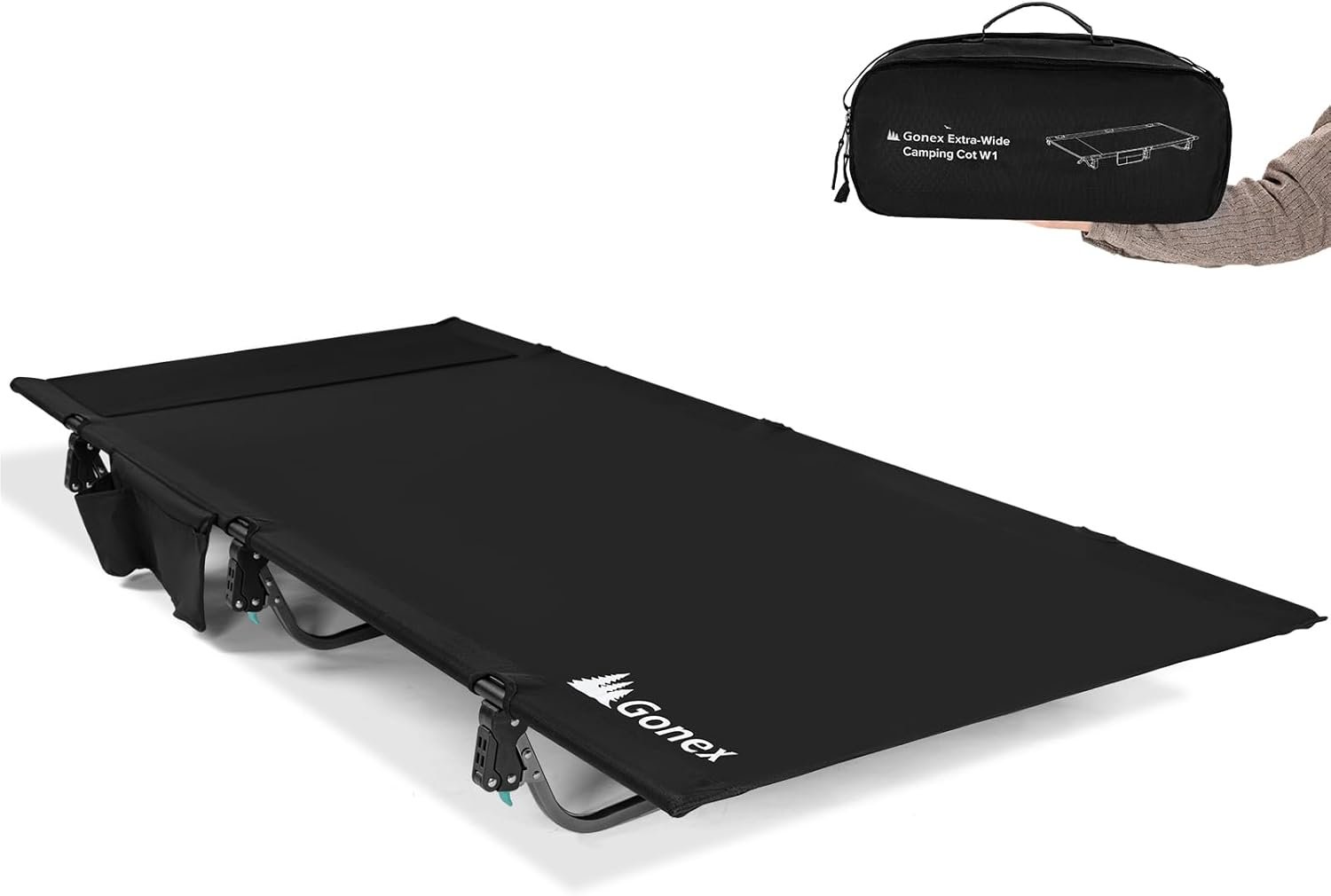 Gonex 31.5″ Extra Wide Camping Cot Supports 400lbs, Portable Ultralight Folding Cot Bed for Adults Travel, Beach, Home, Sleeping