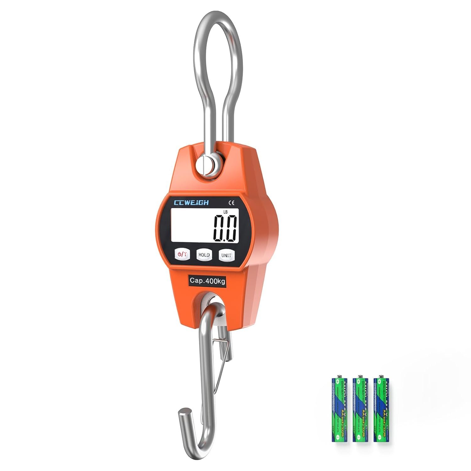 Hanging Scale Handheld 880lb/400kg Crane Scale Luggage Scale,with ABS Plastic case & Big LCD Display, Portable Digital Mini Crane Scale Fishing Scale,for Gym,Hunting,Travelling