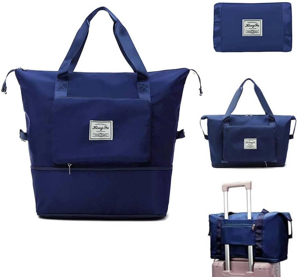 Large Capacity Foldable Travel Bag, Expandable Waterproof Carry on Bag, Dry and Wet Separation Spor Duffel Bags