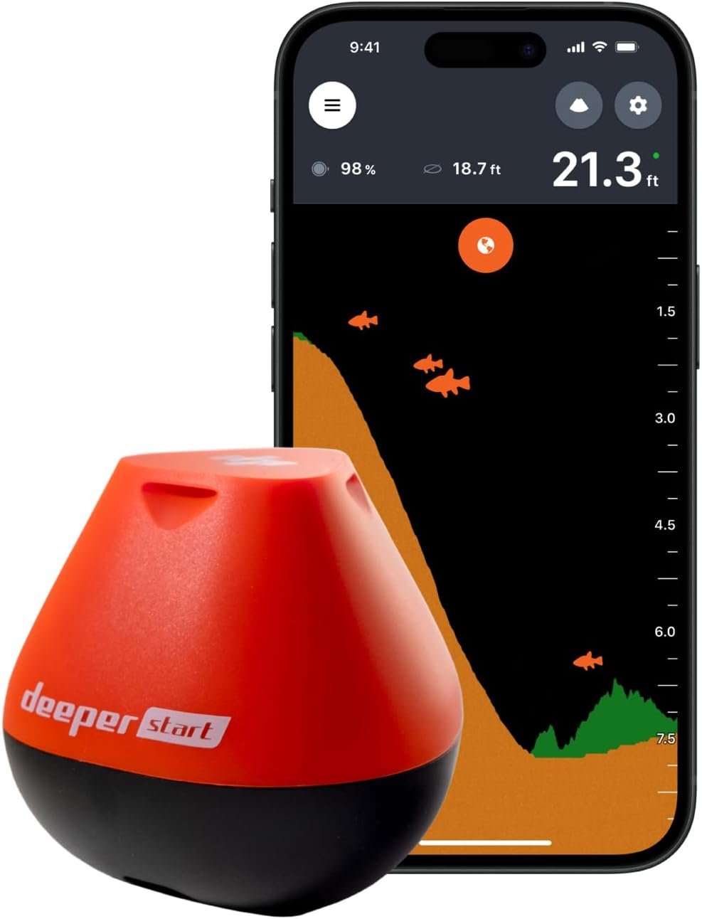 Deeper Start Fish Finder – Portable and Depth Finder for Recreational Fishing from Dock, Shore, Bank or Kayak | Castable Deeper Smart Sonar with Free User Friendly App