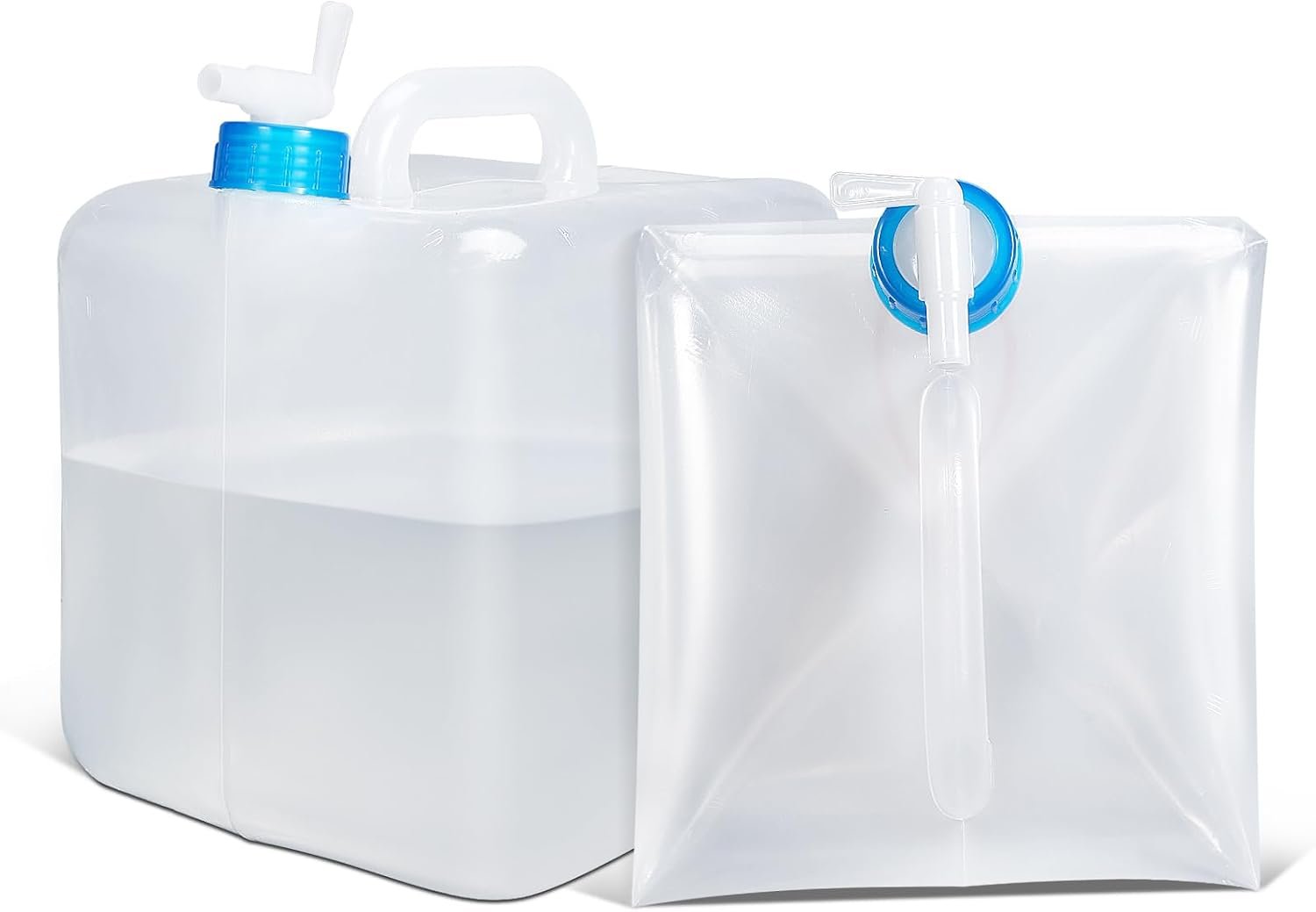 ASEVAT [2 Pack] 5.3 Gallon /20L Collapsible Water Container with Spigot & Handle, BPA Free Foldable Water Storage Cube, Portable Water Jug for Camping, Hiking, Emergency & Survival Kits
