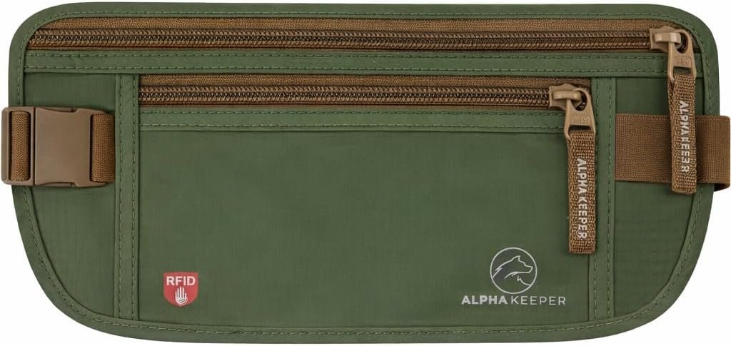 Alpha Keeper Money Belt for Travel Hidden Under Clothes – RFID Blocking Passport Holder & Slim Waist Wallet Pouch for Women & Men, Anti-Theft Travel Accessories