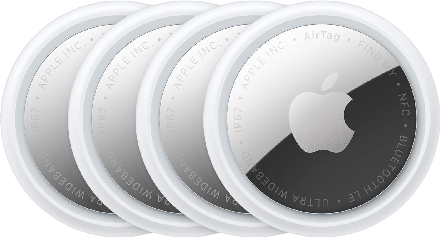 Apple AirTag (2nd Generation) – 4 Pack: Tracker for Keychain, Wallet, and More; Locator with Sound; Simple One-Tap Setup with iPhone or iPad; Key Finder with up to 1.5X Precision Finding Range