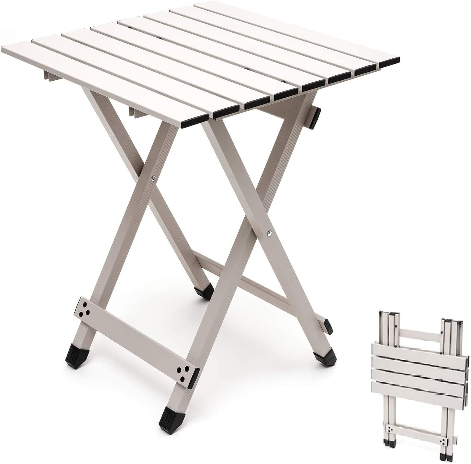 SUNNYFEEL Folding Camping Table – Lightweight Aluminum Portable Picnic Table, 18.5×18.5×24.5 Inch for Cooking, Beach, Hiking, Travel, Fishing, BBQ, Indoor Outdoor Small Foldable Camp Tables