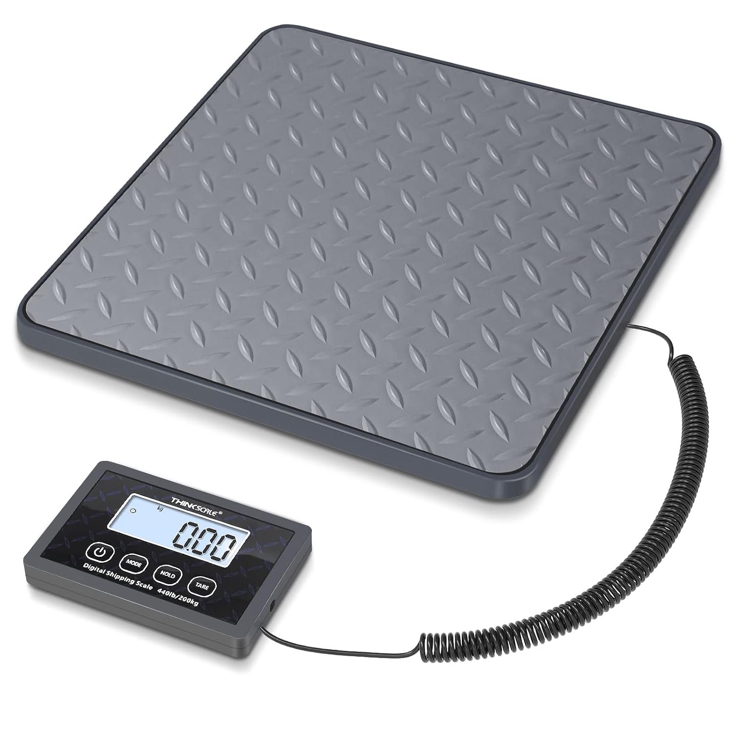 THINKSCALE Shipping Scale, 440 lbs/1 oz Highly Accurate Postal Scale with Hold/Tare/LCD Display, Lightweight Digital Postage Scale for Packages/Luggage/Post Office/Dog, Battery & AC Adapter Included