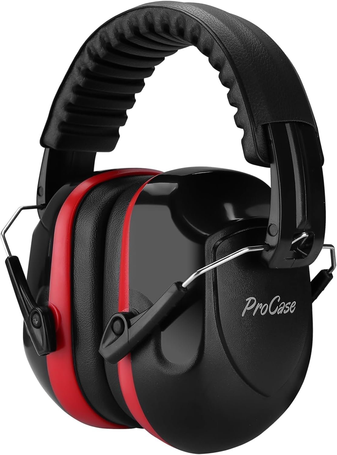 ProCase NRR 28dB Noise Reduction Ear Muffs, Foldable Adjustable Passive Noise Cancelling Headphones for Adults Kids Autism, Hearing Protection for Shooting, Construction, Mowing, Studying -Red