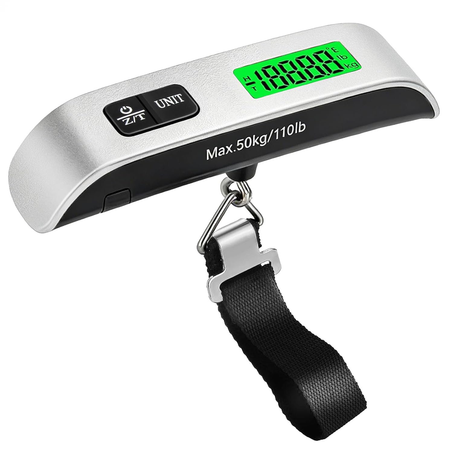 Digital Luggage Scale, 110lb Suitcase Weight Scale for Travel with Backlit LCD Display, 4-Unit Switching, Portable Hanging Baggage Scale for Luggage, Backpacks, Packages (Battery Included)