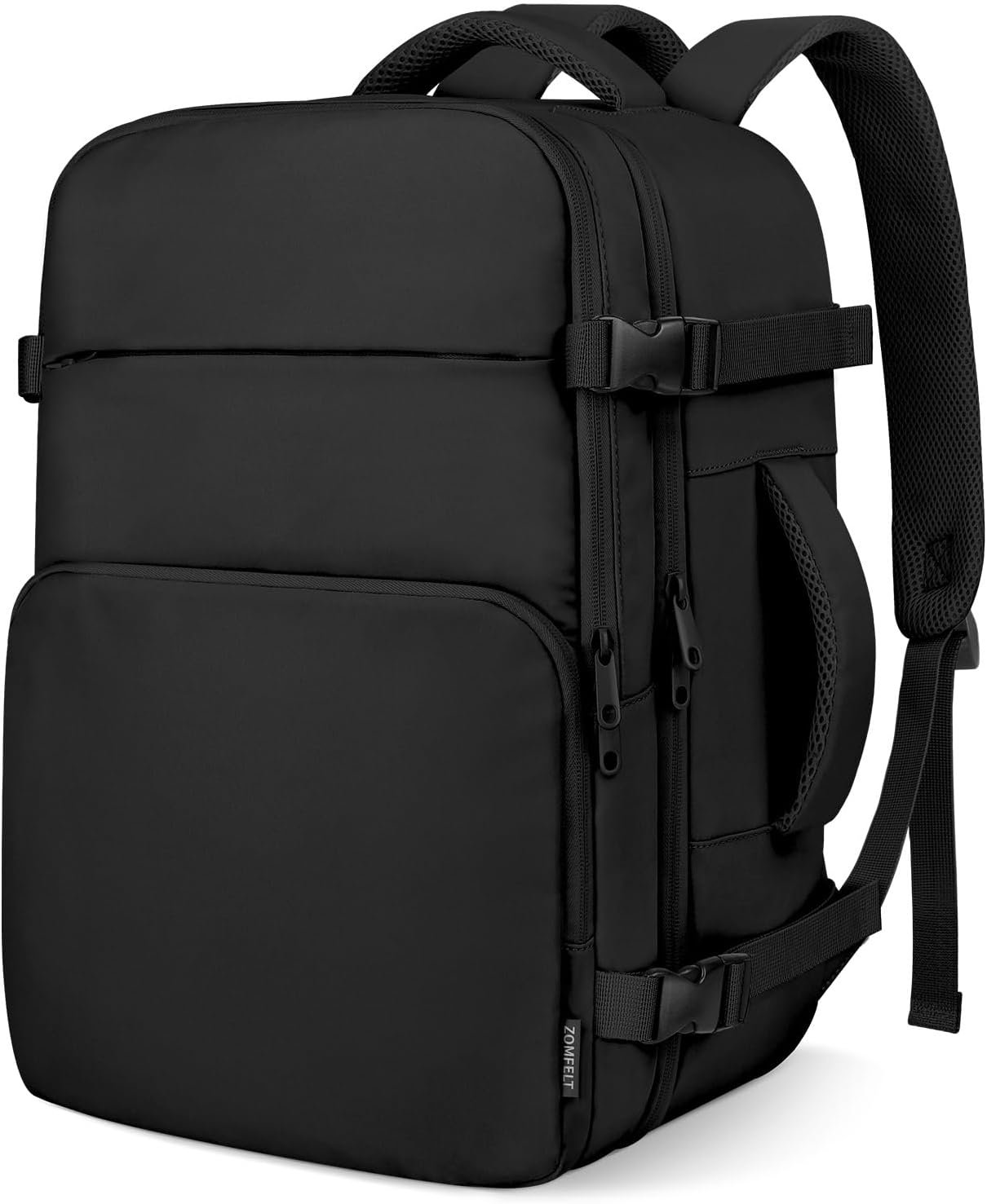ZOMFELT Travel Backpack for Women Men, 18 x 14 x 8 inch Carry on Backpack 17.3 inch Laptop Backpack Flight Approved, Personal Item Travel Bag Casual Daypack for Weekender Business Trip, Black