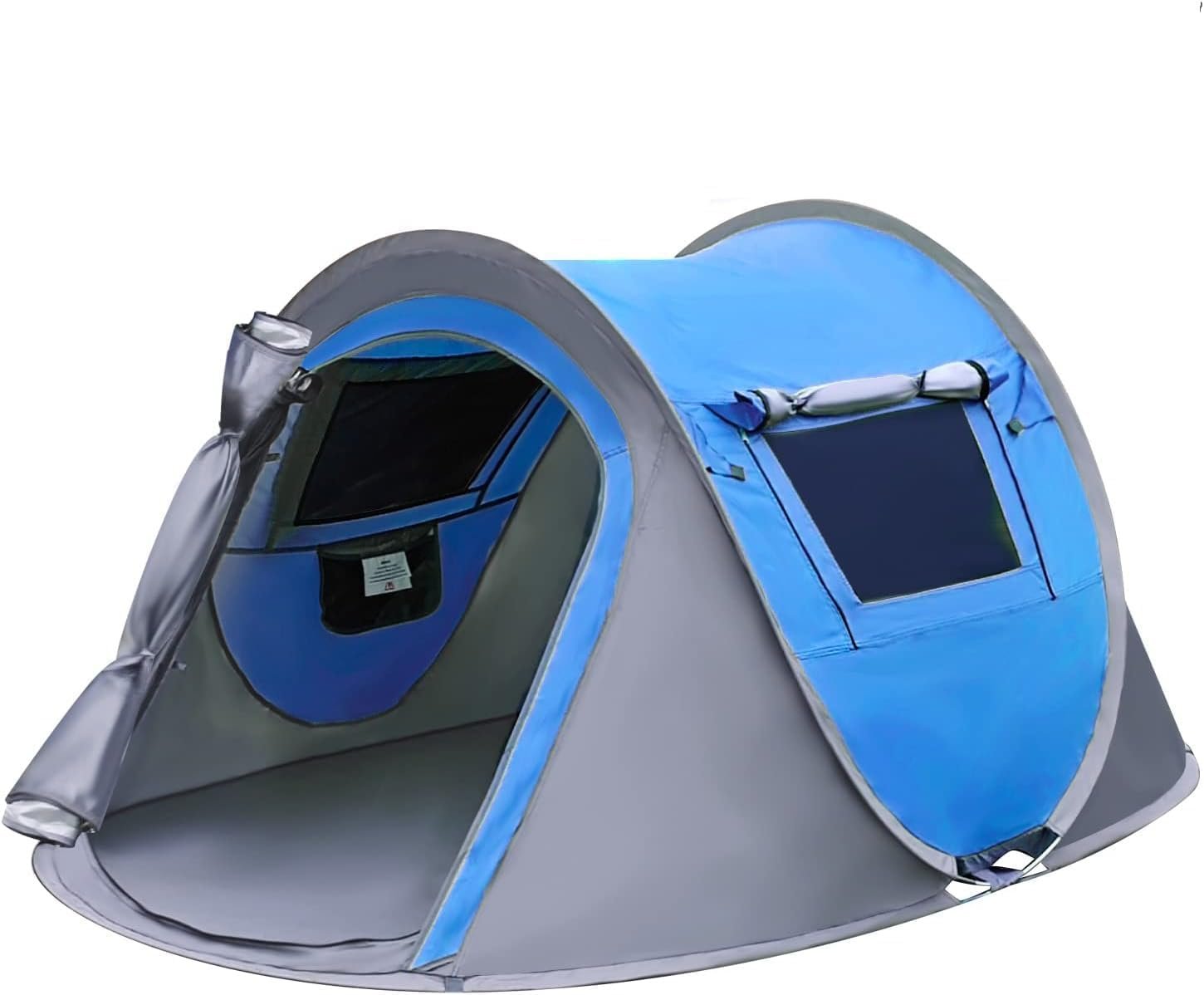 Pop-Up Camping Tent, 4 Person Instant Setup Outdoor Tent with Waterproof & Windproof, Hiking Tent with Carry Bag