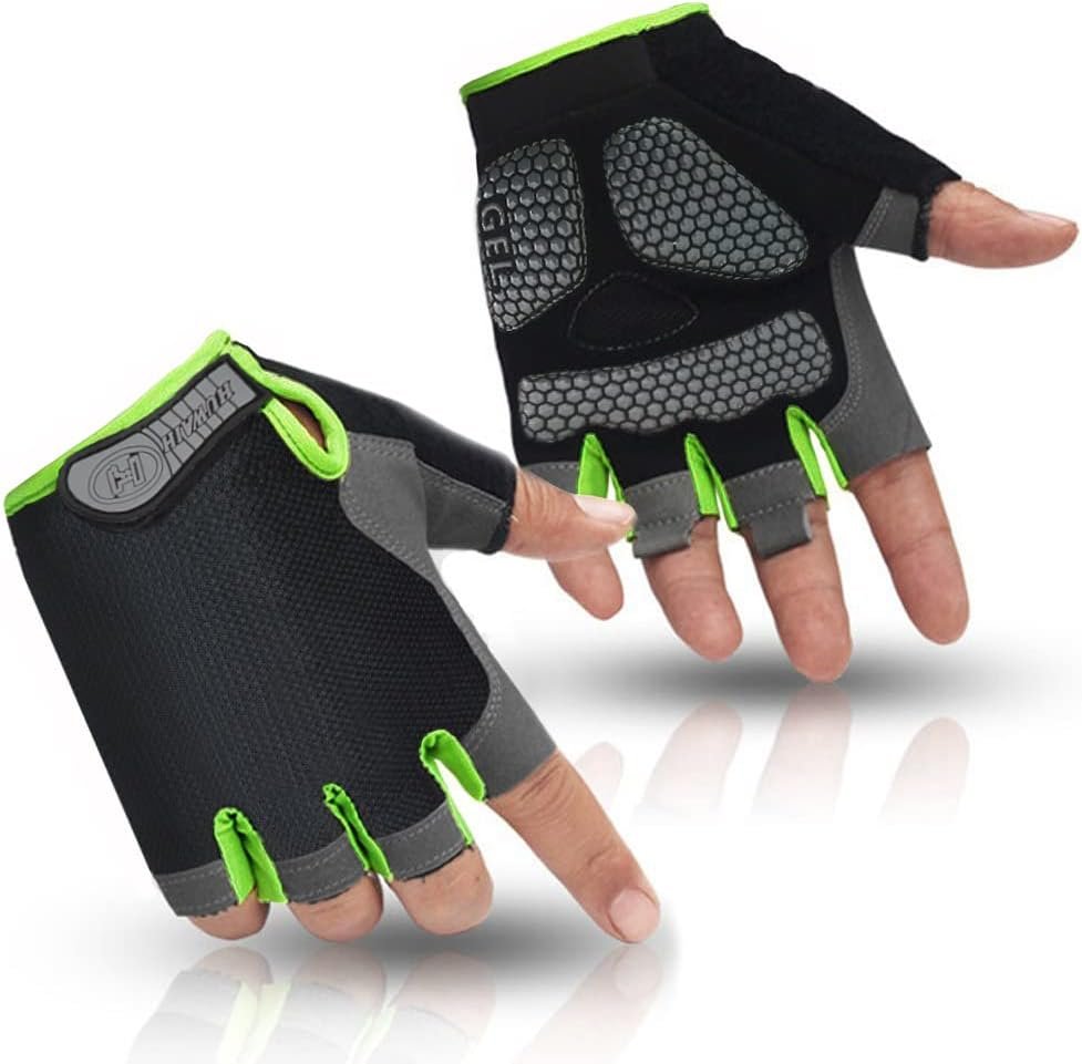 HuwaiH Bike Gloves for Men/Women, Cycling Gloves with Anti-Slip Shock-Absorbing Pad Half Finger Biking Bicycle Gloves