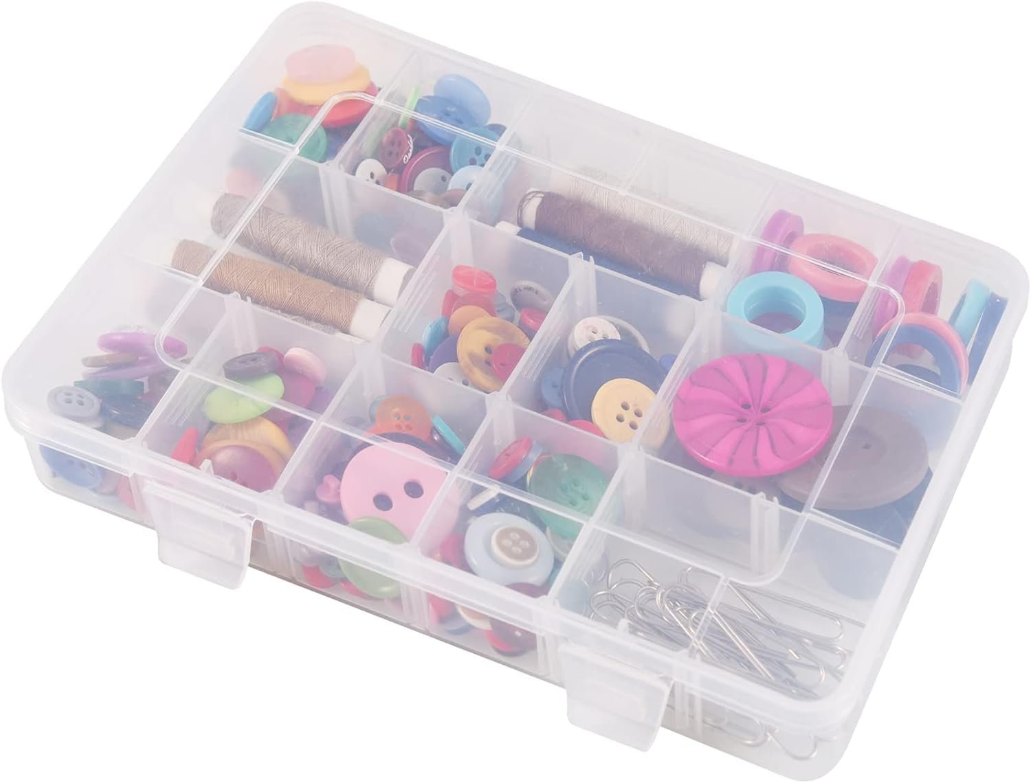 Exptolii 18 Grids Plastic Organizer Box with Dividers, Clear Compartment Container Storage for Beads Crafts Jewelry Fishing Tackles, Size 7.9 x 6.2 x 1.2 in