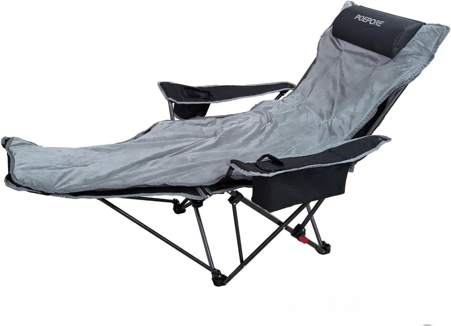 Reclining Camping Chair 4 Position with Foot Rest Comfortable for Adults 265Ibs Folding Lounger Mesh Beach Chair with Cooler Bag,Cotton Cushion and Cup Holder for Outdoor Patio