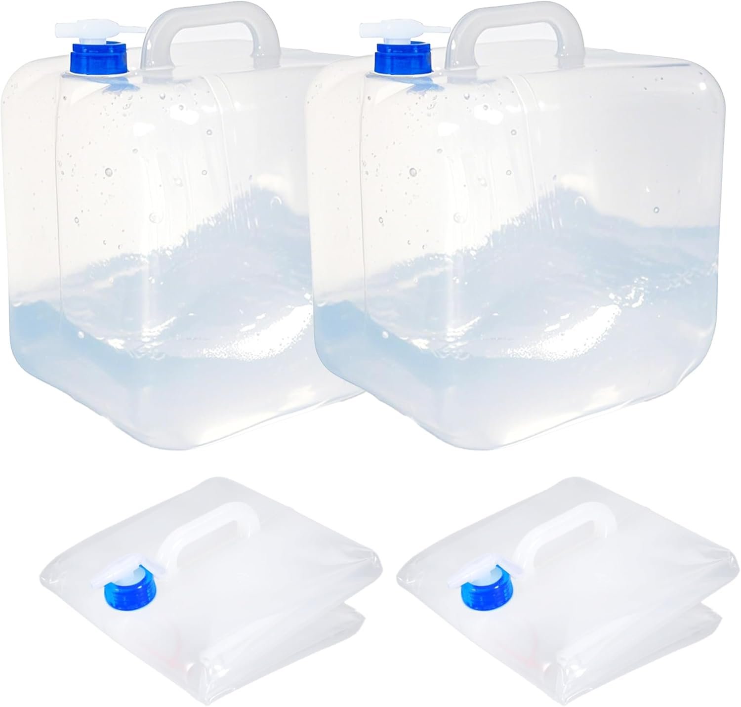 Collapsible Water Container with Spigot & Hook, BPA Free Water Jug, Foldable Carrier Bucket, Water Storage Container for Camping Hiking Survival Kit, 2-Pack (20L/5.3 Gallon)
