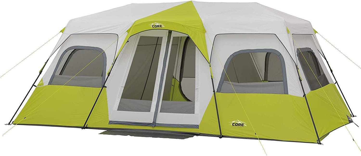 CORE Instant Cabin Tents | Family Cabin Multi Room Pop Up Tents Car Camping | Included Storage Pockets for Camping Accessories