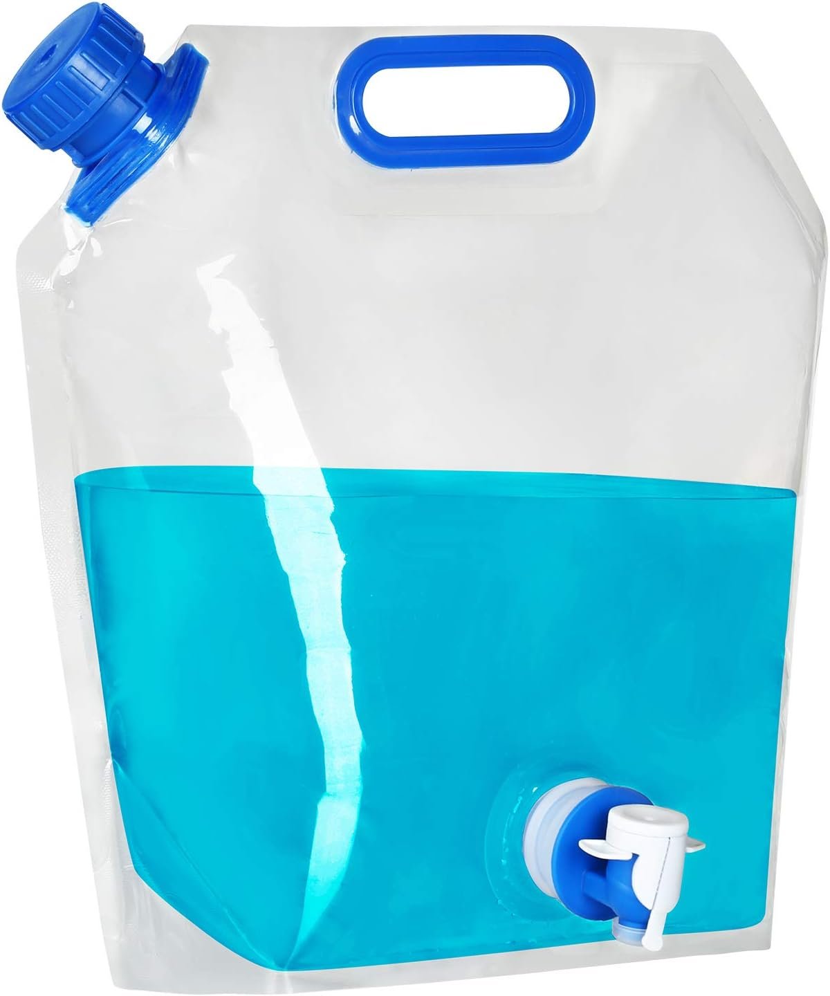 Collapsible Water Container, BPA Free Food Grade Clear Plastic Water Jug with Spout for Sport Camping Riding Hiking, Foldable Emergency Water Bottle
