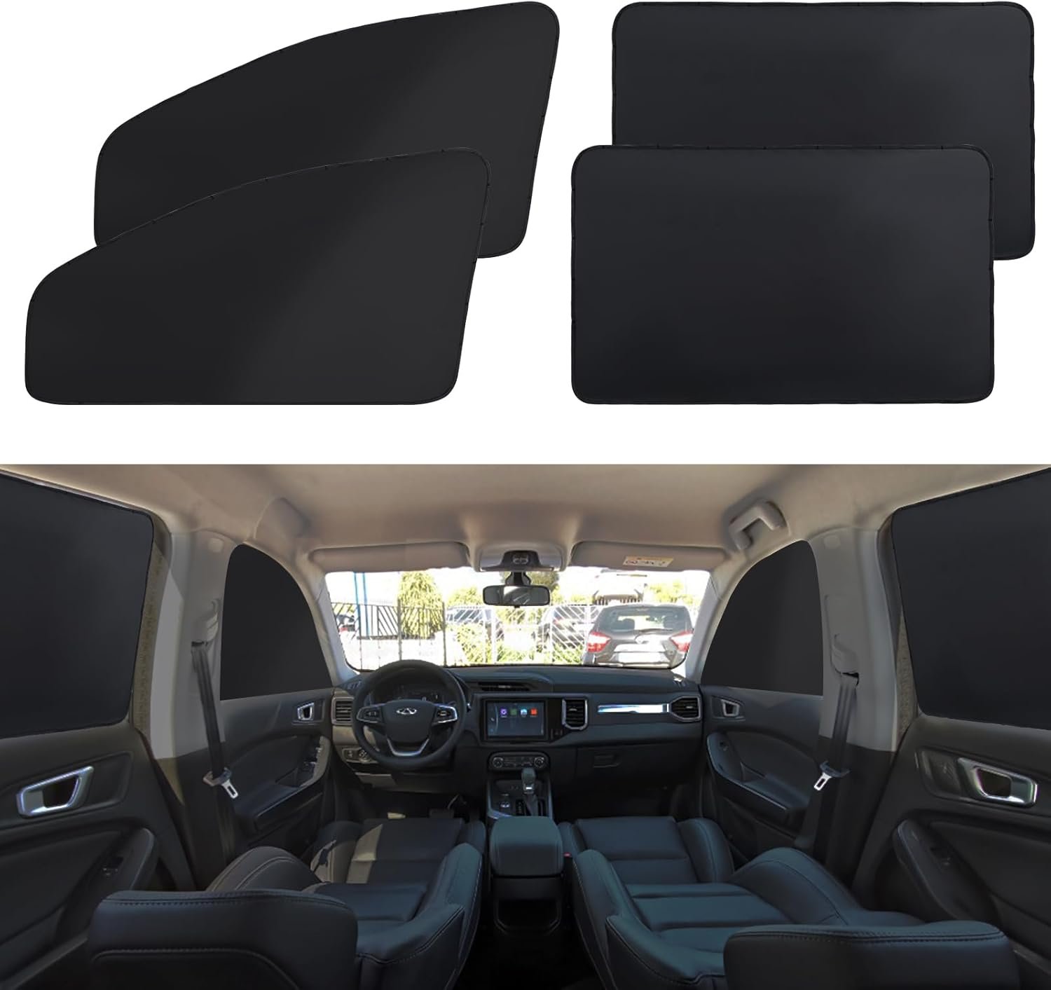 XCBYT Car Window Shades – 4 Pcs Car Privacy Curtains – 100% Block Light Car Window Covers – Magnetic Side Window Sun Shade Keeps Cooler for Breastfeeding, Taking a nap, Changing Clothes, Camping