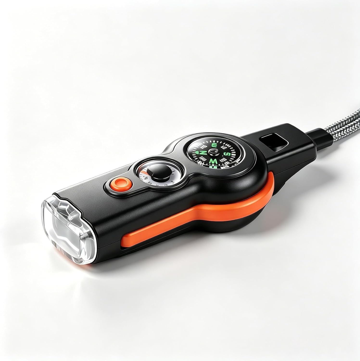Emergency Survival Function Whistle, Outdoor Multifunctional Tool Safety Whistle with Lanyard, Ideal for Kayaking, Boating, Hiking, Camping, Climbing, Hunting,Rescue Signaling