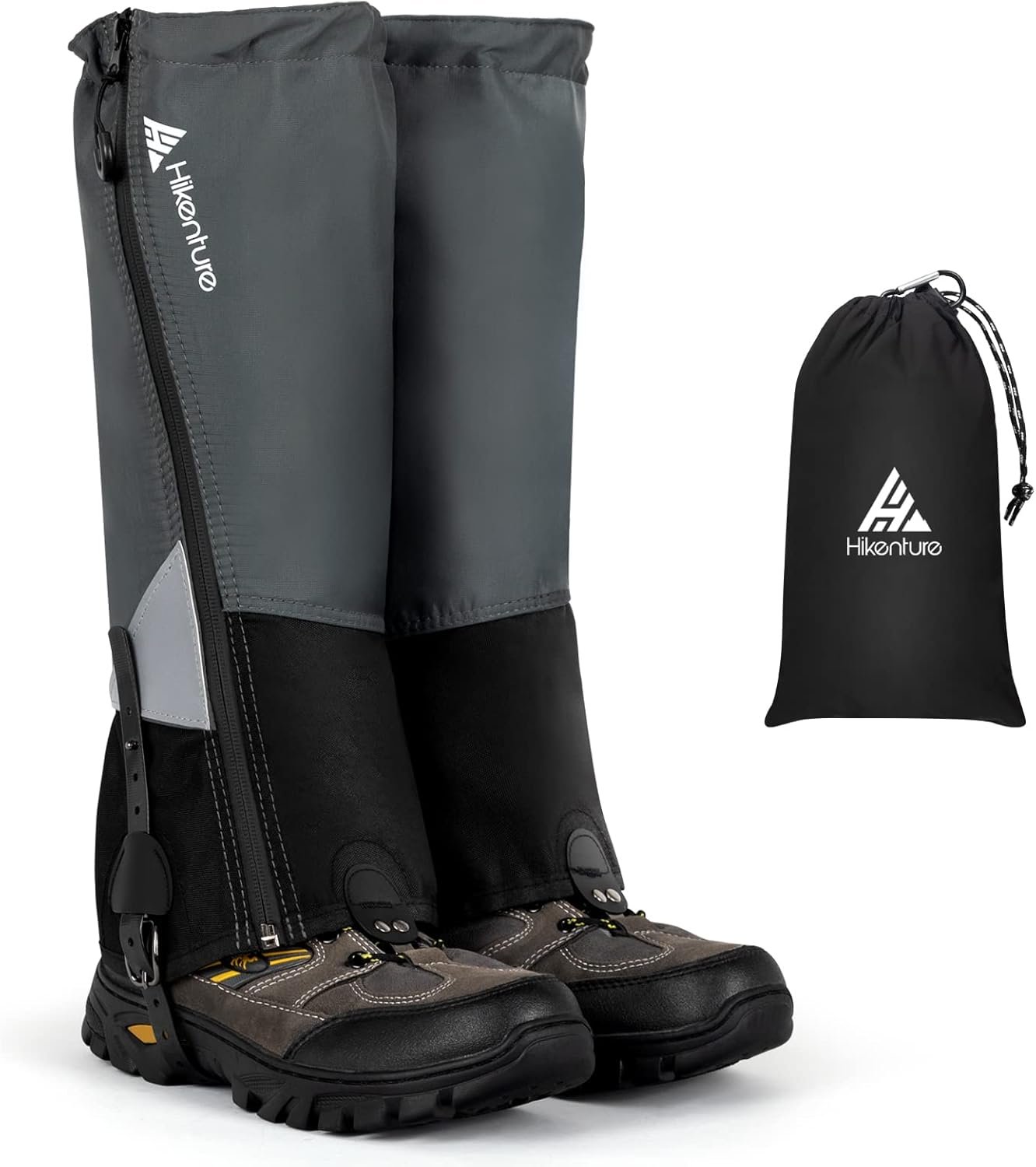 Hikenture Hiking Gaiters with Upgraded Zipper, Gaiters for Hiking Waterproof, Lightweight Leg Shoe Gaiters for Men Women (Grey&Black, Small)