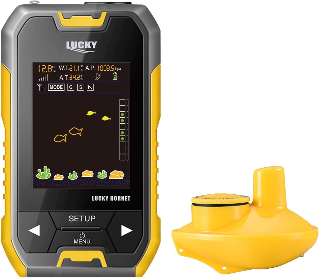 LUCKY Kayak Portable Fish Depth Finder for Boats and Bank | Wireless Handheld Fish Finders with Transducer Castable Fishing Sonar for Pole Freshwater Saltwater Fishing