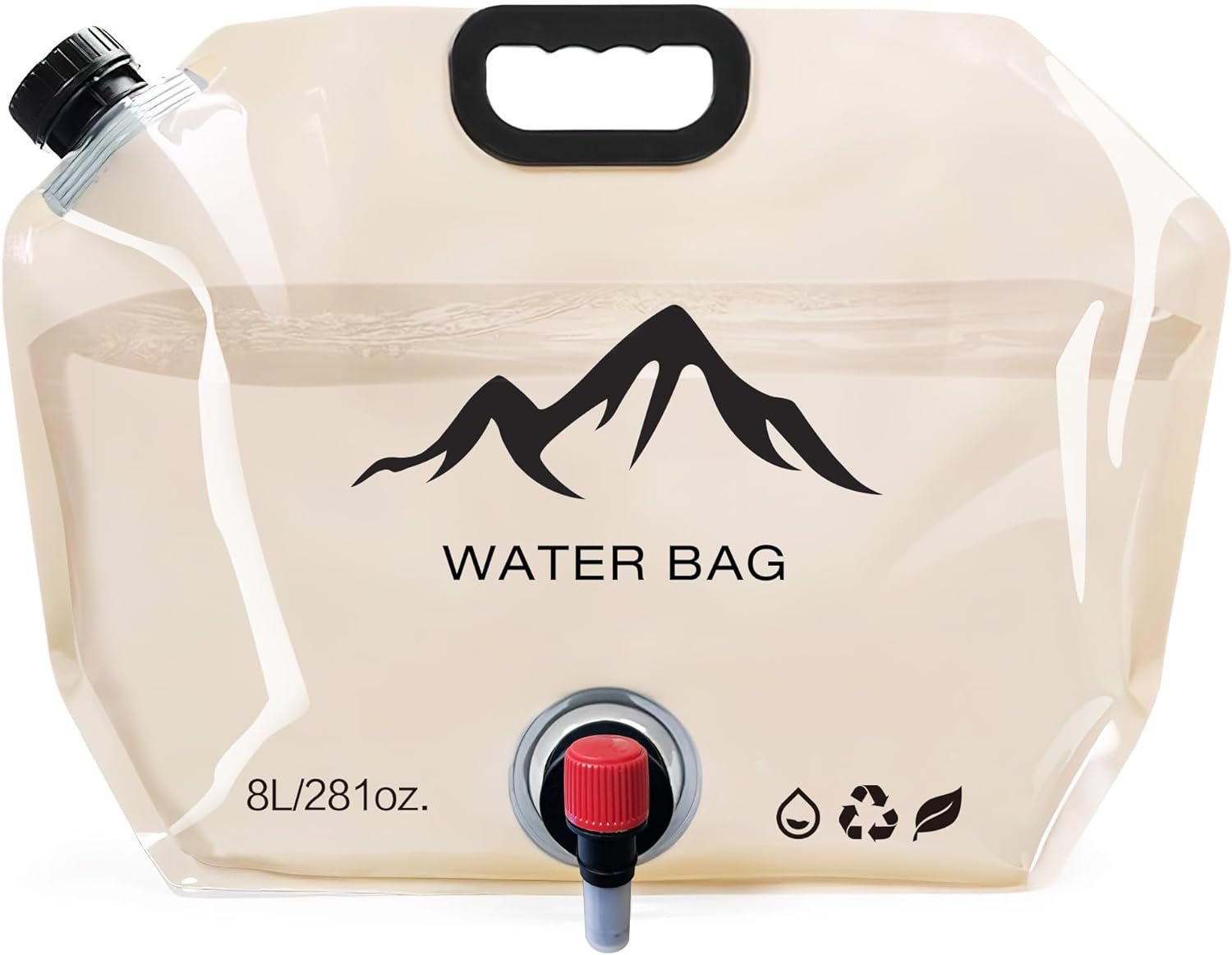 Collapsible Water Container with Spigot, 2.1 Gallon (8L) BPA-Free Portable Water Bladder – Leakproof Foldable Jug for Camping, Emergency Storage, Hiking & Outdoor Travel