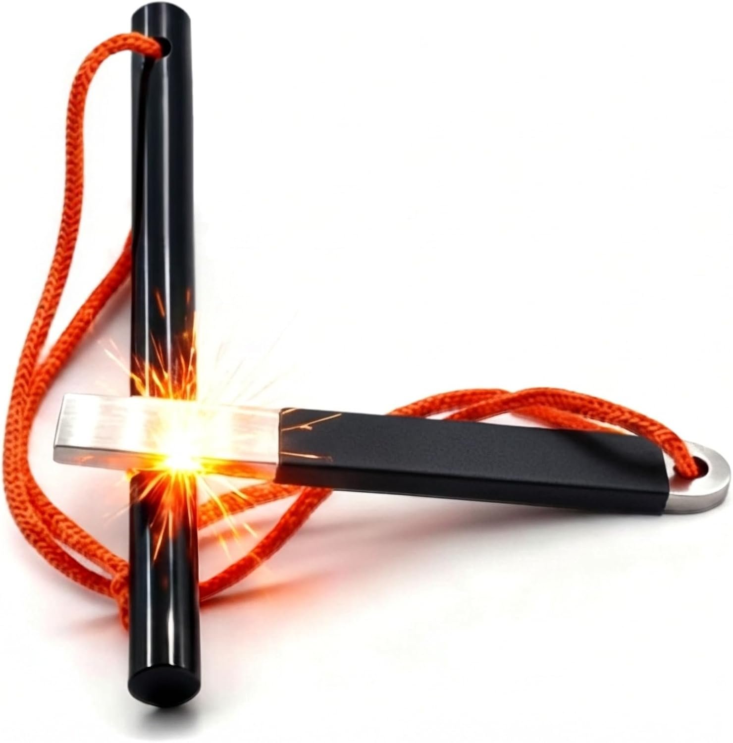 4″ Portable Pocket Waterproof Ferrocerium Ferro Rod Fire Starter Survival Tool, Flint and Steel Magnesium Camping Emergency Fire Starters Kit with Striker, Outdoor Campfires Stick Firestarter