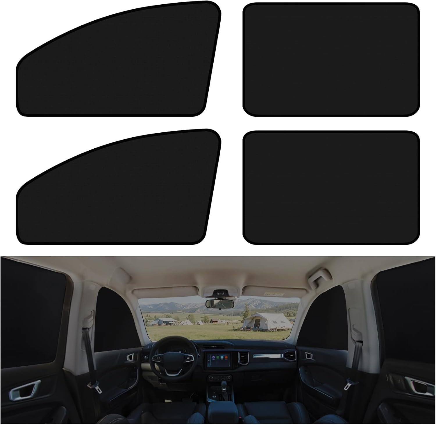 XCBYT Magnetic Car Window Shades 4 Pack – Blackout Side Window Sun Shade for Privacy & Car Camping, 99% UV Blocking Car Window Covers for Side Windows, Heat Protection Travel Shades for SUV Sedan