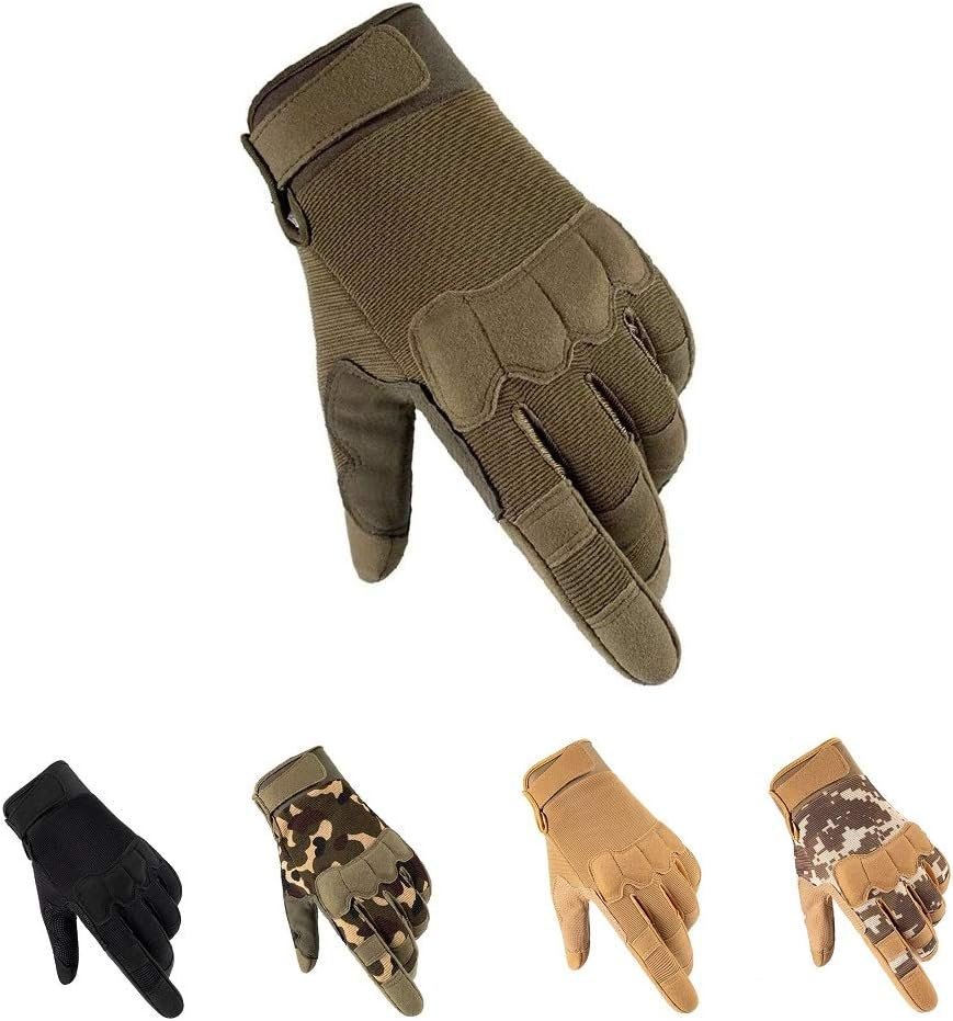 HYCOPROT Full Finger Gloves, Touch Screen Knuckle Protective Breathable Lightweight Outdoor Gloves for Shooting, Hunting, Motorcycling, Climbing