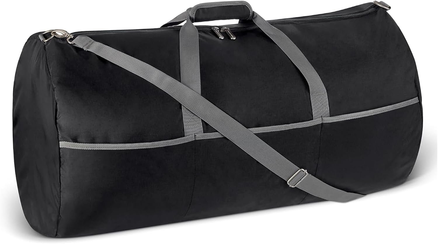 Amazon Essentials Extra Large Foldable Nylon Duffel Bag for Travel/Storage with Zippered Pockets, 32.4″, 150L, 50-LBS Capacity, Black (Previously Amazon Basics)
