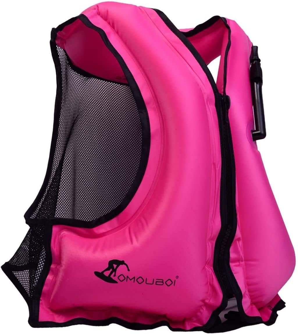 OMOUBOI Inflatable Snorkel Vest Kayak Swim Vest for Adults Snorkel Vests Inflatable Buoyancy Jacket Portable Diving Jackets Swimming Vests for Snorkeling Water Sports Beginner Adults-Only (96-220 lbs)