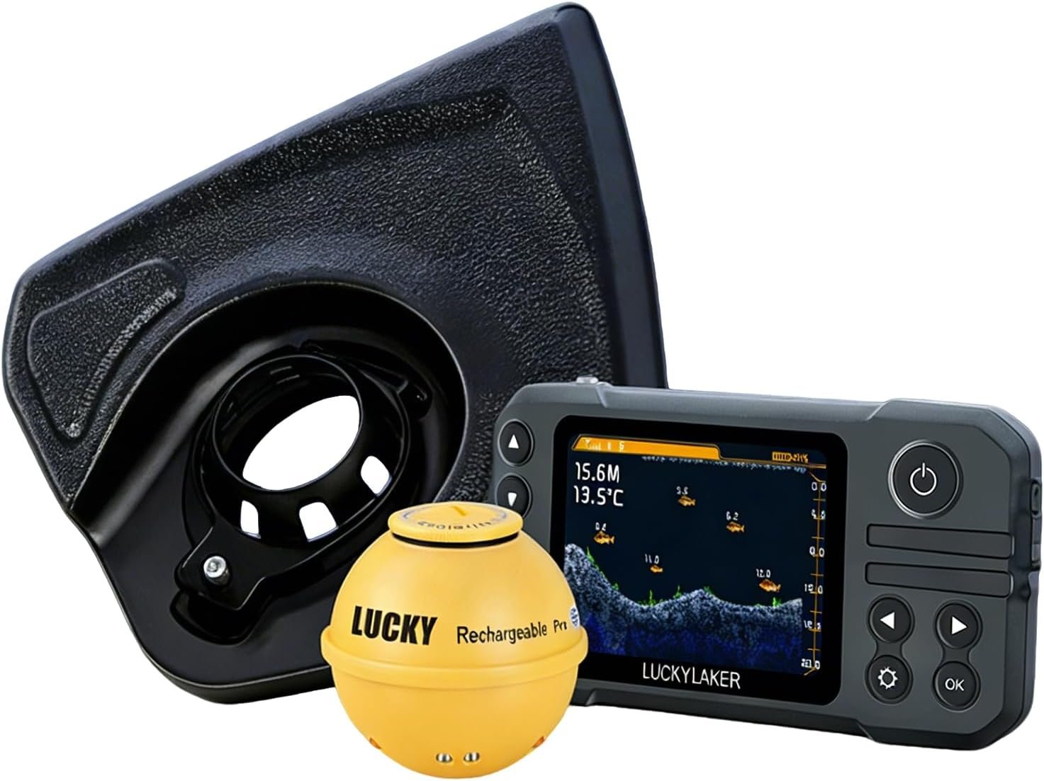 LUCKY Wireless Kayak Fish Depth Finder Handheld Portable Fish Finders Transducer Bass Fishing Sonar Sensor Mount with Floating Plate for Boats MT-202PLUS