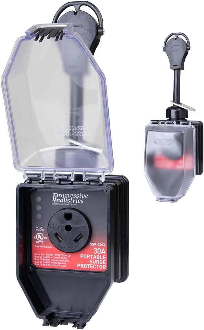 Progressive Industries SSP-30XL Portable RV Smart Surge Protector, Black, 30 Amp