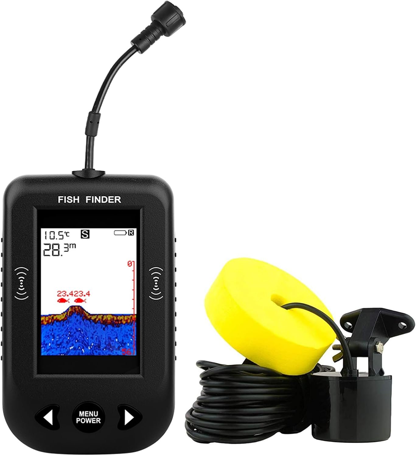 Portable Kayak Fish Finder – Wired Fish Depth Finder for Boats – Sensor Transducer Fishing Gear – Kayak Fishing Accessories Fishfinder – Fish Finders & Depth Finders for Boats
