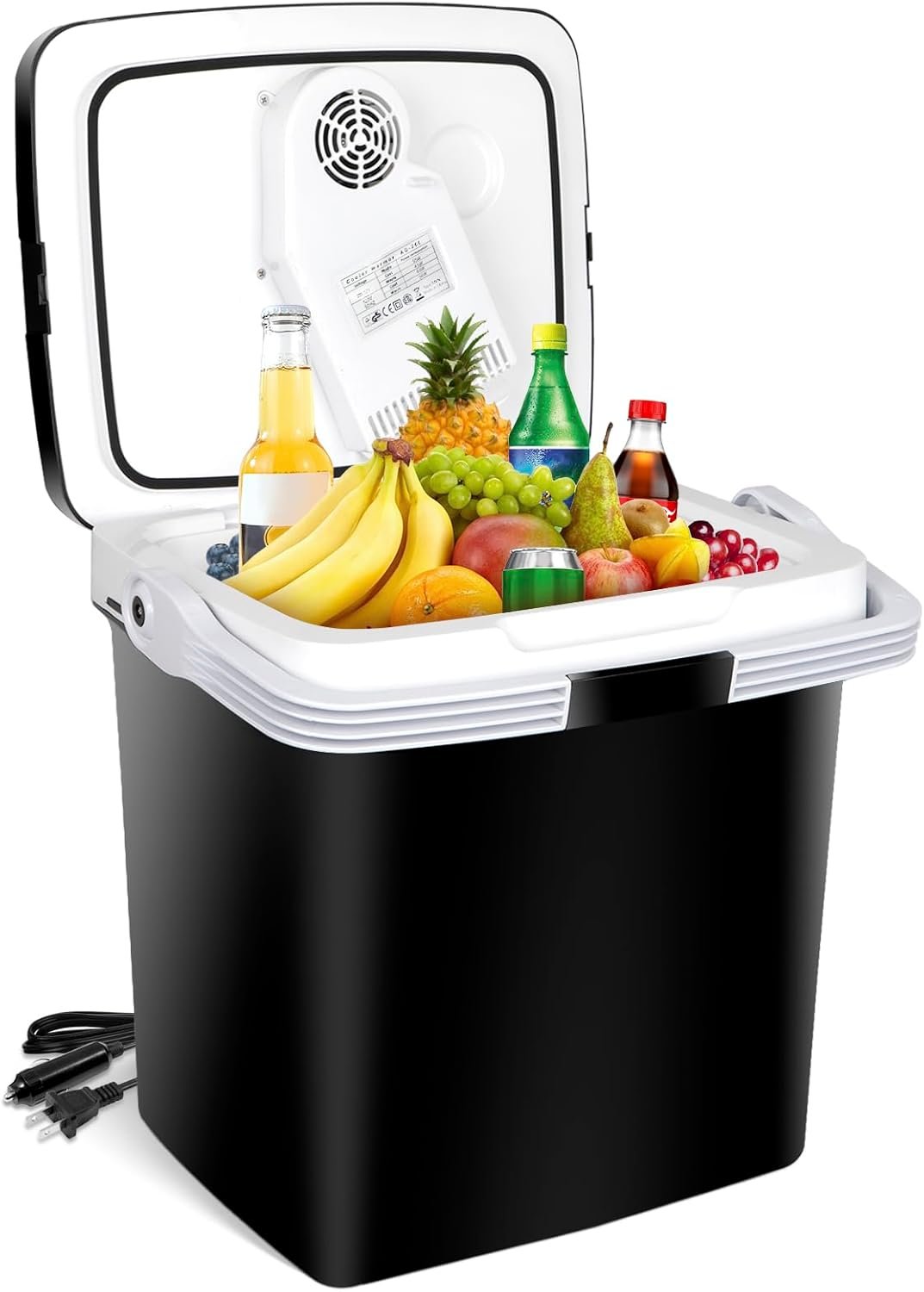 ZENY Mini Fridge Electric Cooler and Warmer for Car- 12V DC Car Refrigerator with Automatic Locking Handle, 28 Quart Portable Car Fridge for Travel and Camping