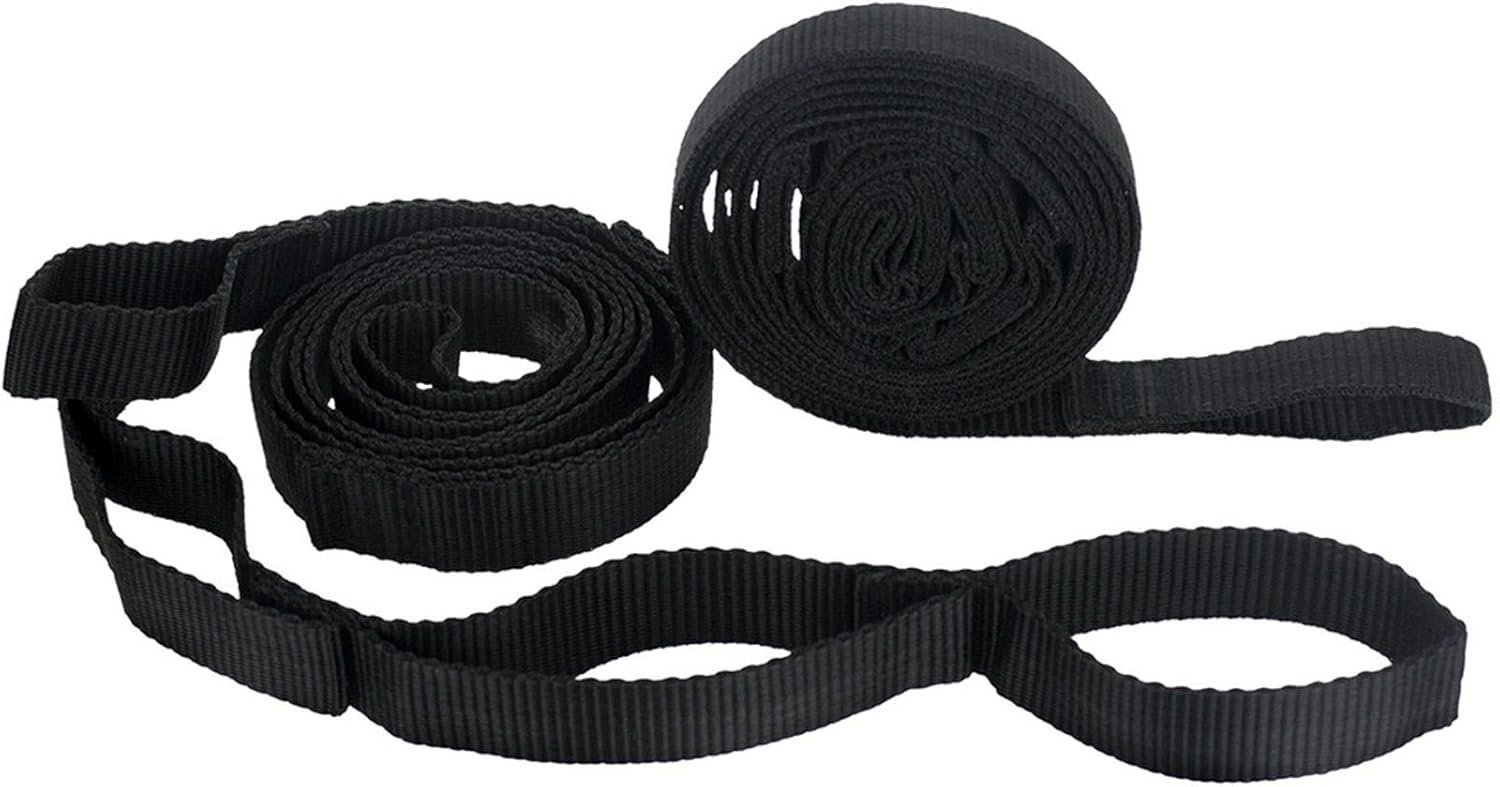 2Pcs Hammock Straps, 200cm Hammock Tree Straps, Adjustable Camping Strap, Quick & Easy Installation Outdoor Tree Hanging Belt for Hiking (Black)
