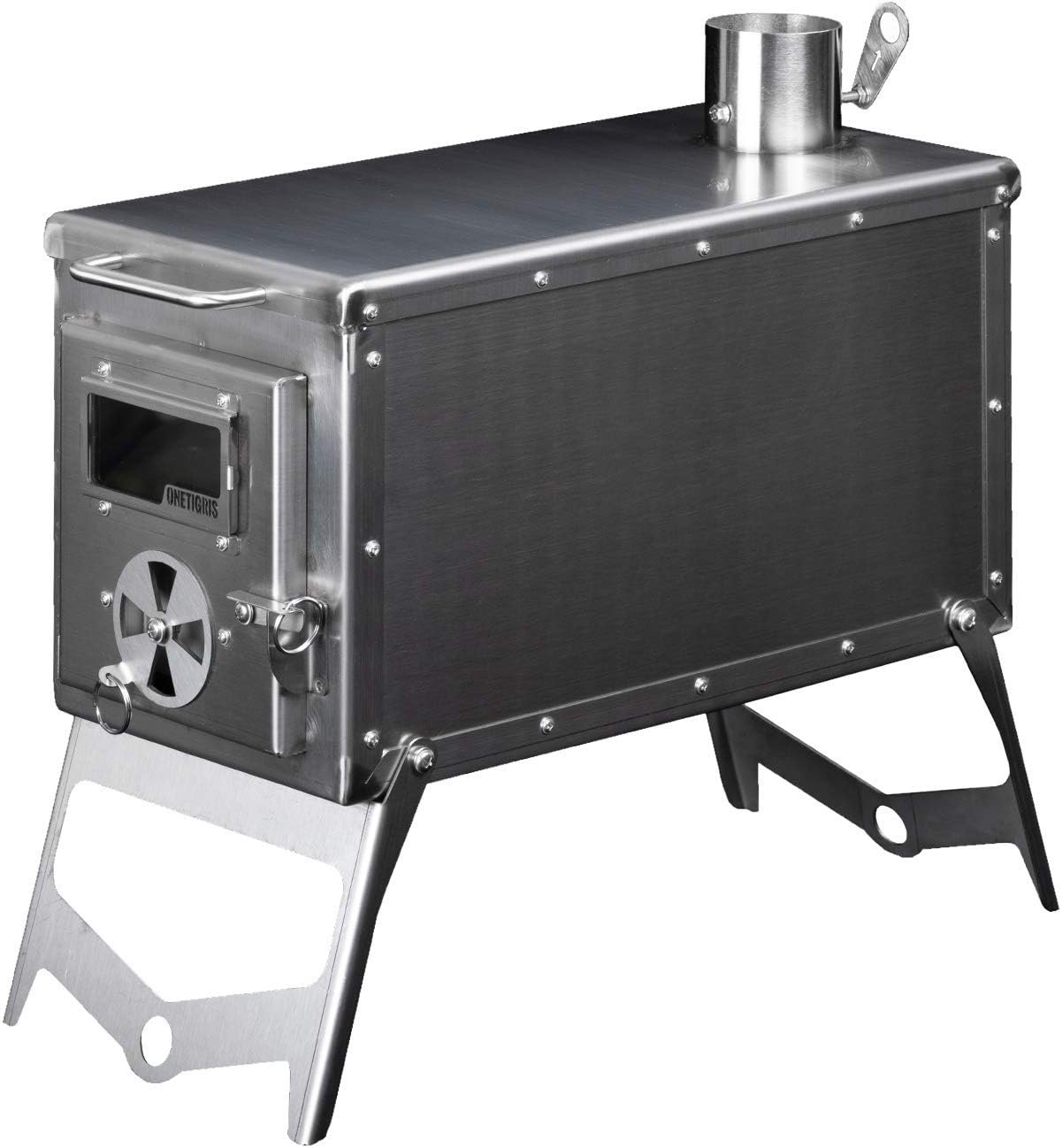 OneTigris Tiger Roar Tent Stove, Portable Wood Burning for Winter Camping Hunting and Outdoor Cooking, Pipes Included