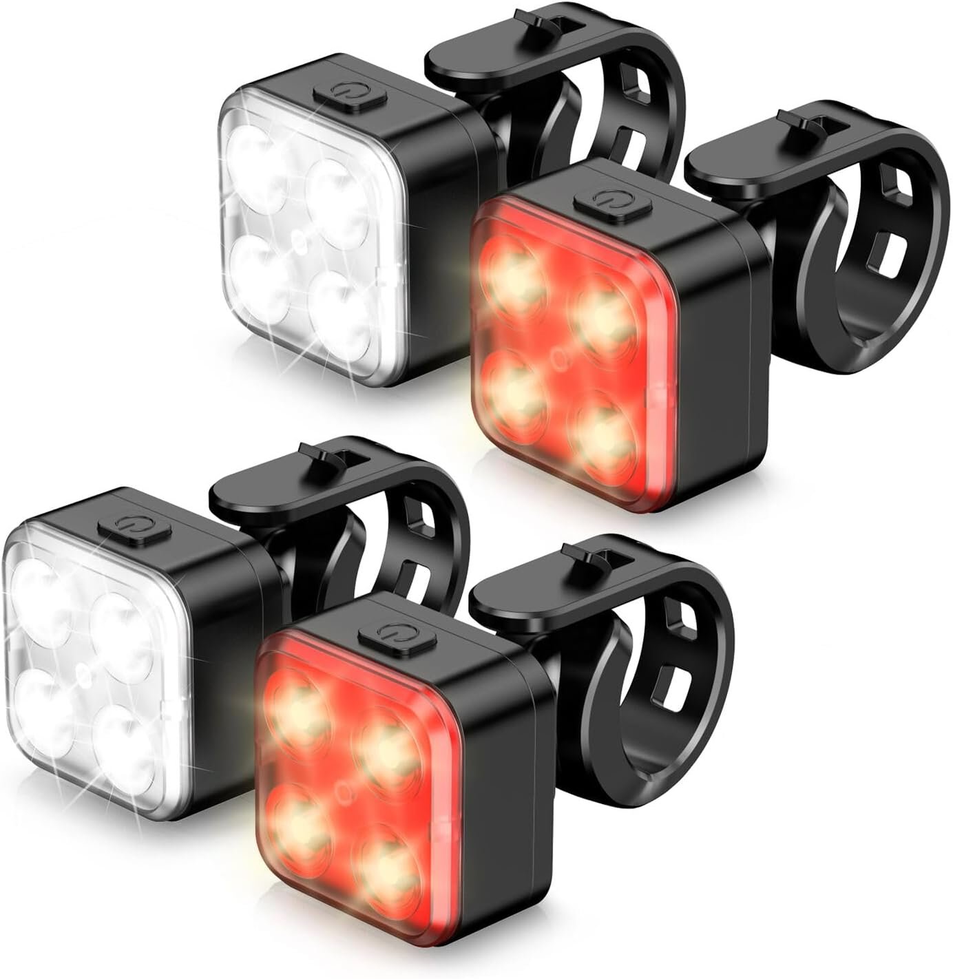 Akale Bike Lights Set, Rechargeable Bicycle Lights Front and Rear, 4 Light Mode Options, Bike Headlight, IPX4 Waterproof, Easy to Install for Men Women Road