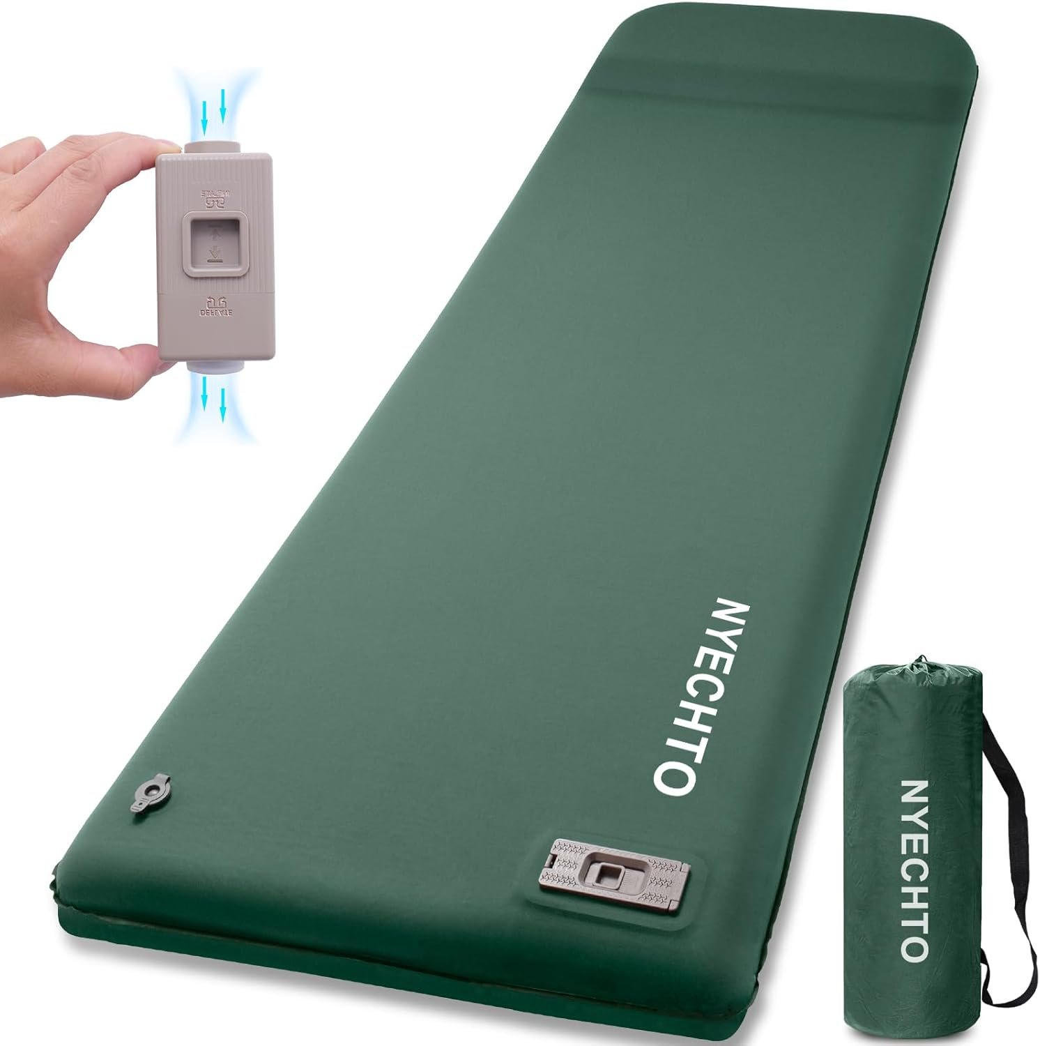 Self Inflating Sleeping Pad with Electric Pump, 3.14″ Ultra-Thick Memory Foam Sleeping Mats for Camping,Easy Inflate&Deflate,9.5 R-Value Insulated Camping Mattress Pad with Pillow for Car Travel Tent