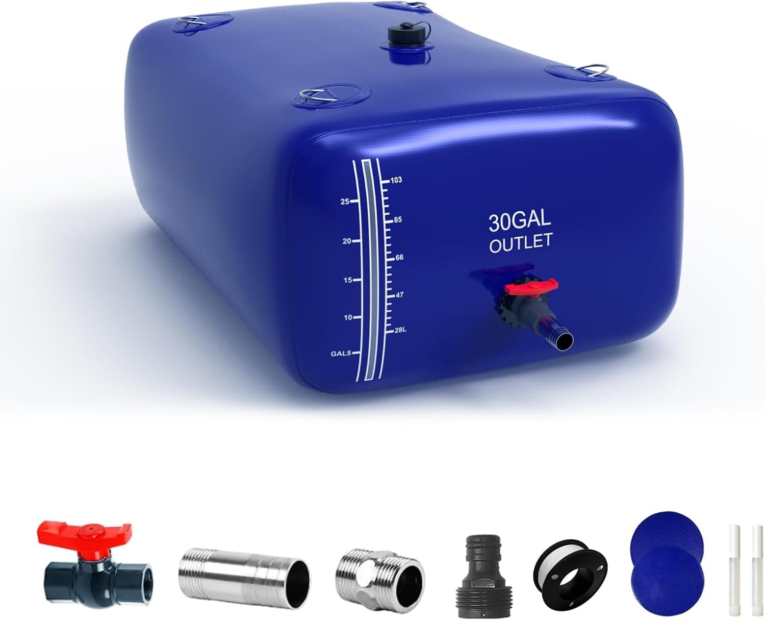 30 Gallon Water Bladder, 1000D PVC Foldable Portable Water Tank, Blue Large Capacity Water Bag Container for Camping, Garden, Agricultural Irrigation, Drought Resistance, Emergency Supply