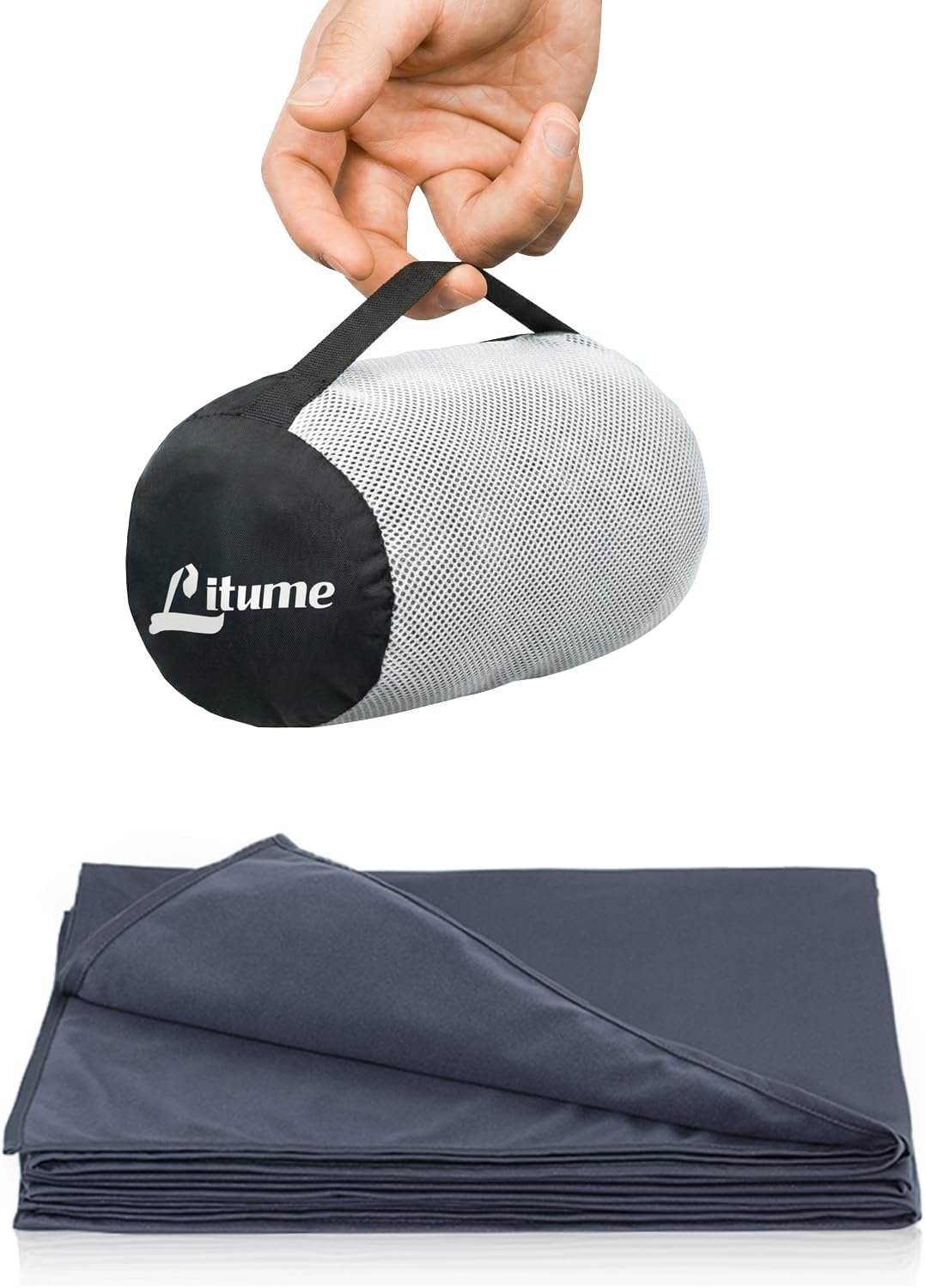 Litume Travel Blanket Lightweight and Breathable, 67 x 48 in Soft Airplane Flight Blanket for Travelers, Foldable Camping Sheet with Stuff Sack for Train, Camp, backpacking, office, home (Velvet E650)