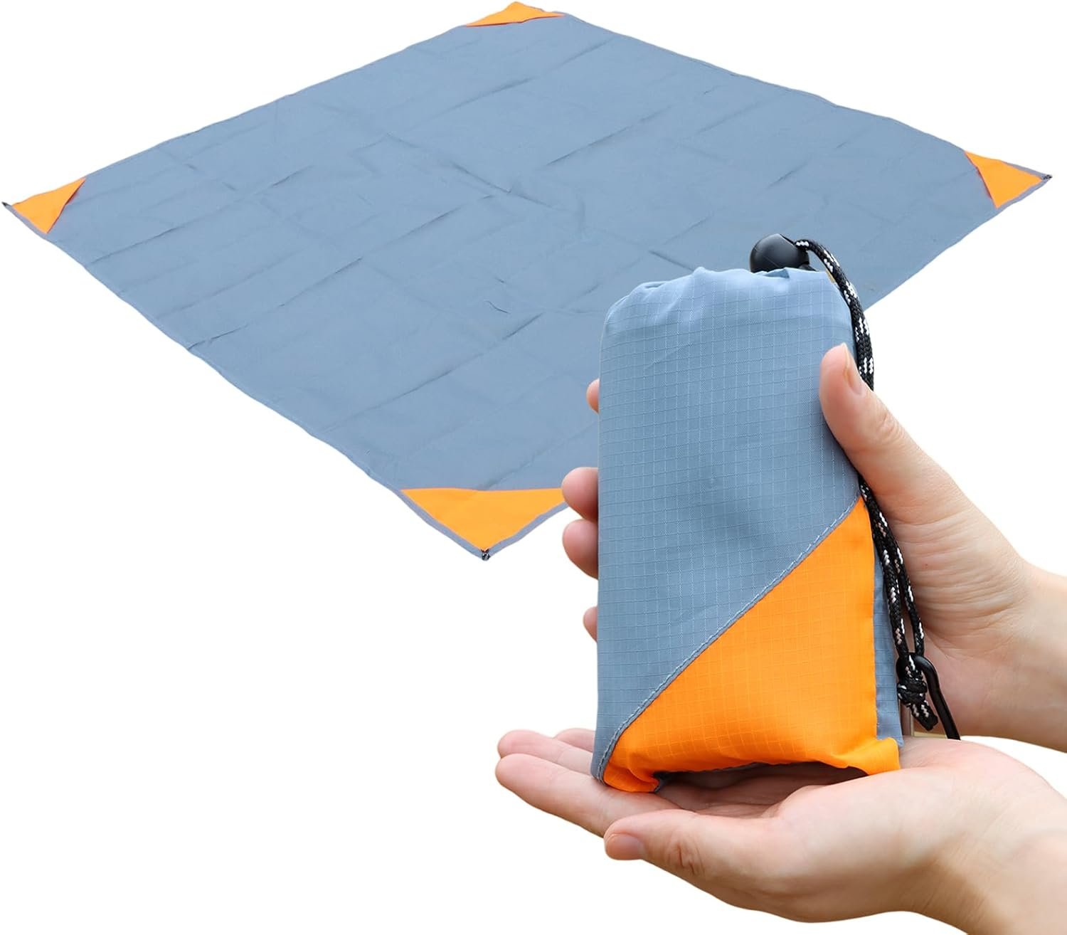 Orga’Neat Pocket Picnic Blanket, Sandproof Lightweight Pocket Camping Tarp, 55″x 60″ Foldable & Fits into Small Bag, Water Resistant Washable Quick Dry Compact Beach Mat for Outdoor Recreation