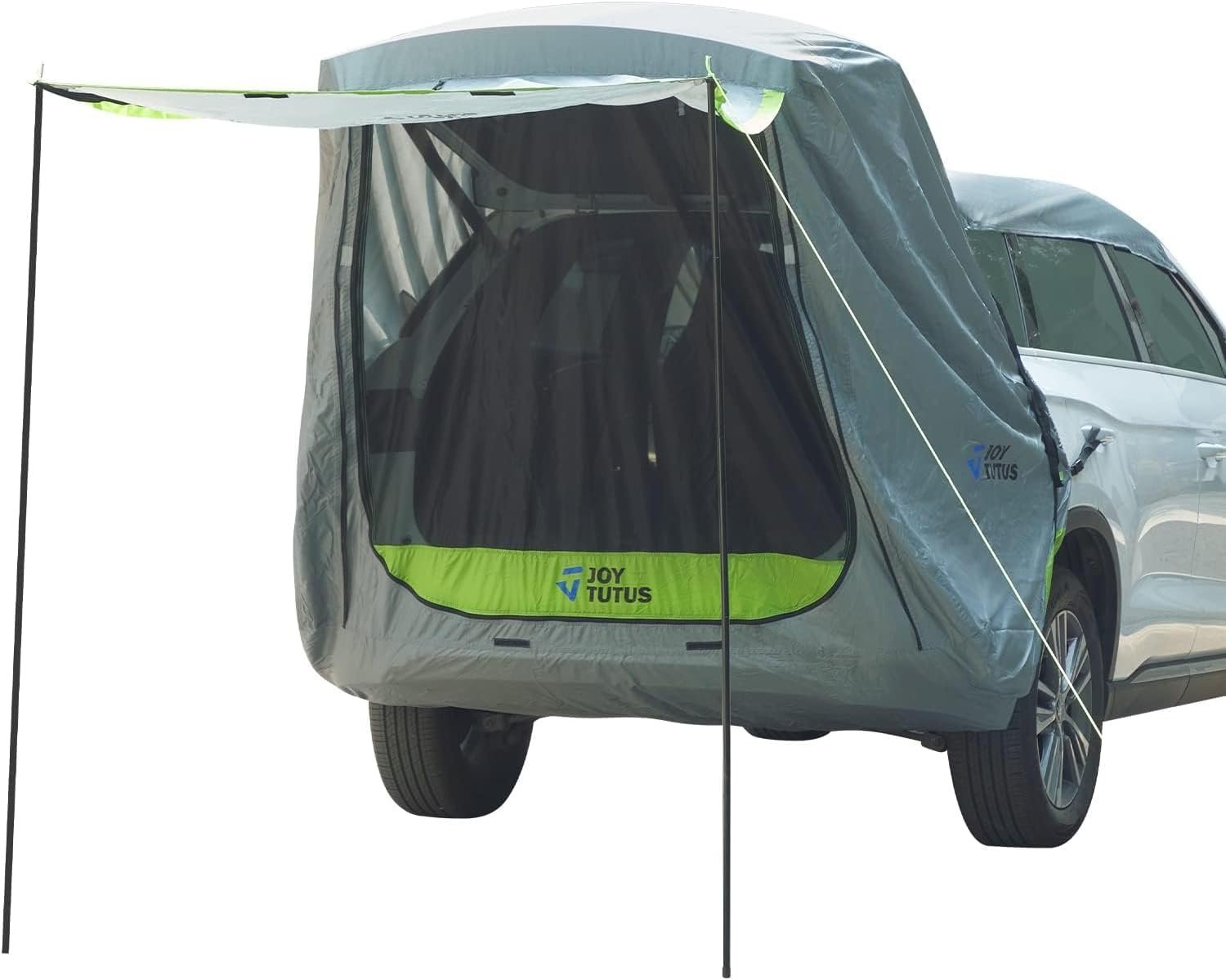 JOYTUTUS SUV Tailgate Tent with Awning Shade, Car Roof Canopy and Poles, Water Resistant Camping Tent, Outdoor Travel Preferred, Universal Fit Most SUV- Green