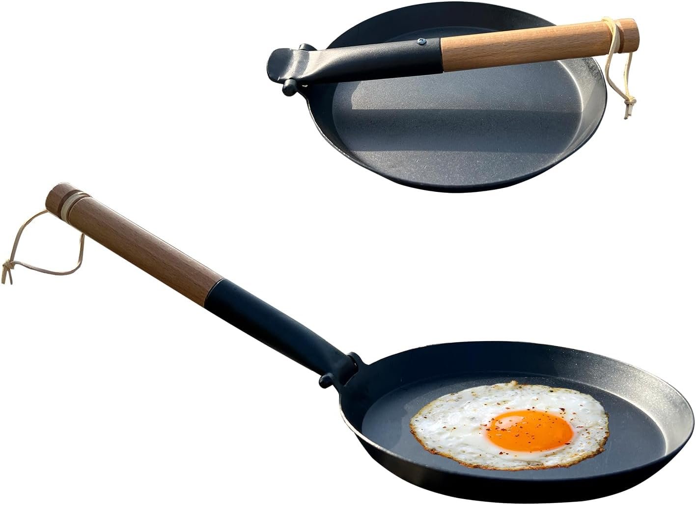 8.2 Inch Cast Iron Frying Pan with Folding Detachable Handle Non Stick Lightweight Camping Skillet for Indoor Outdoor,Backpacking,Fits All Stovetops