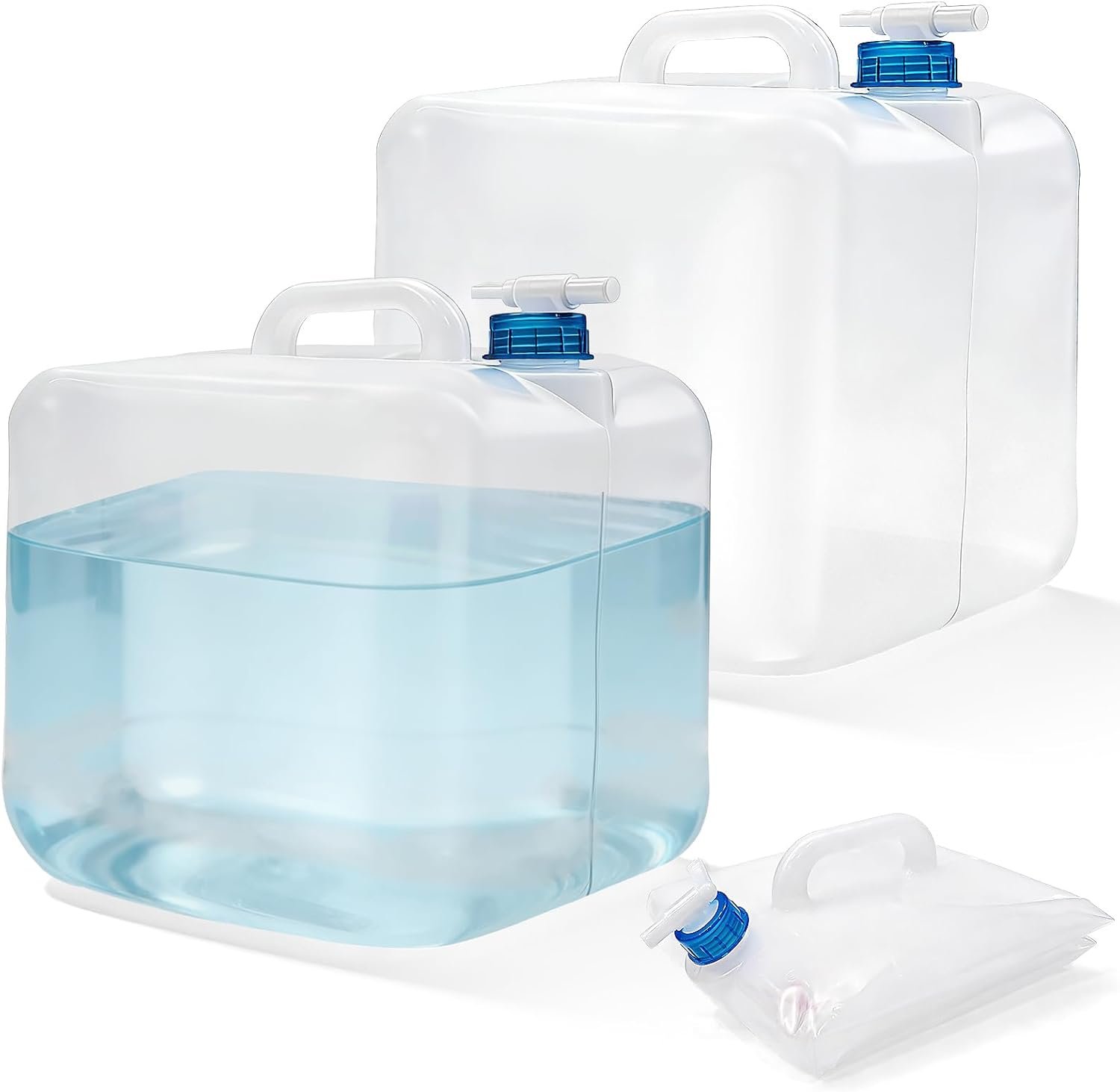 Nexboraque 2 Pack 5.3 Gallon Collapsible Container with Spigot, Foldable Water Jug Portable Camping Water Storage Carrier Jug for Outdoors Hiking Backpack & Emergency, Food Safe