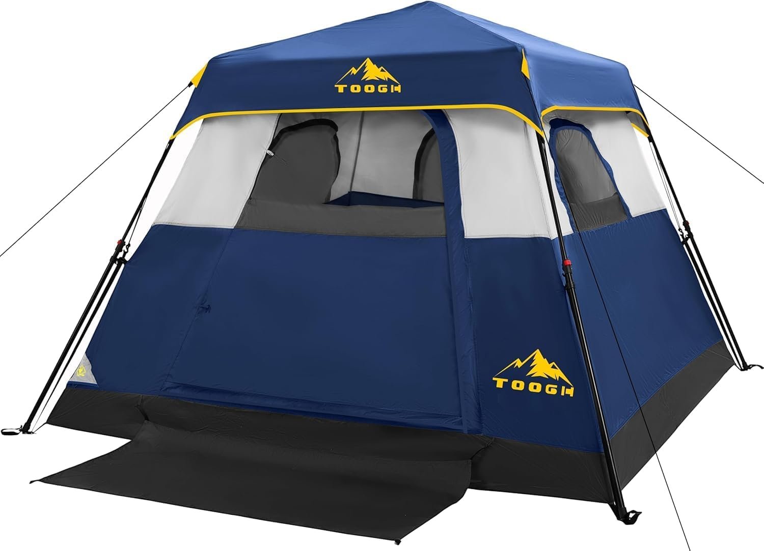 3/4 Person Camping Tent with 1 Door, 4 Windows, and Upgraded Ventilation– Instant Setup, Waterproof, 8’x 8’x 67”Oxford Fabric Floor Pop Up in 60 Seconds Includes Rainfly and Backpack