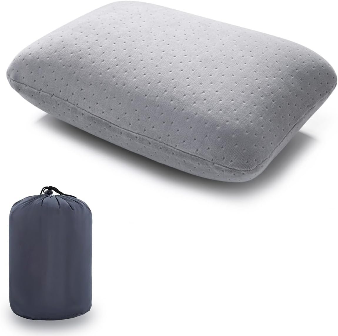 Travel Pillow Small Camping Pillow Memory Foam Bed Neck Soft Home Pillow Lightweight Easy to Carry Removable Pillow Cover for Travel,Sleeping,Nap and Neck,Knee,Leg,Lumbar Support Pillow (Light Gray)