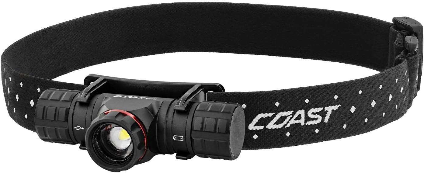 Coast XPH30R 1200 Lumen USB-C Rechargeable Dual Power Headlamp with Twist Focus Beam and Magnetic Base, 4.37 oz. – Black