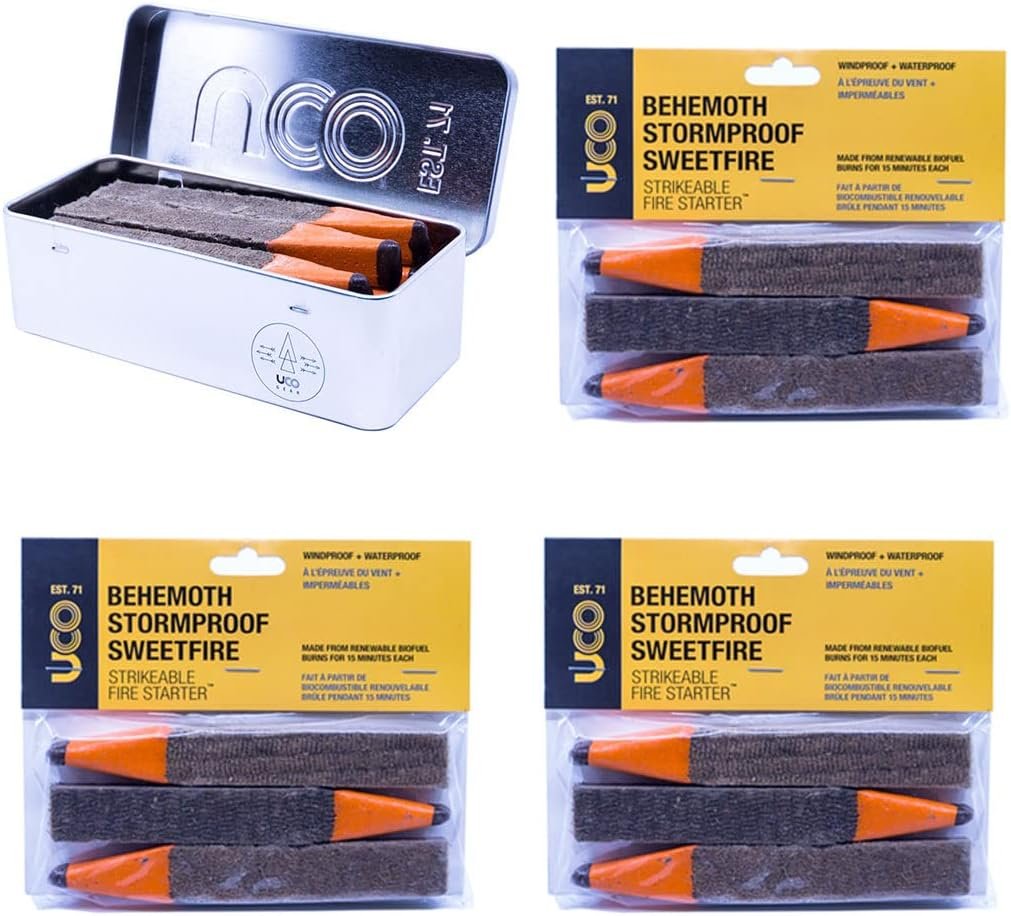 UCO Stormproof, Waterproof & Windproof Behemoth Strikable Firestarter with 3 Replacement Kits