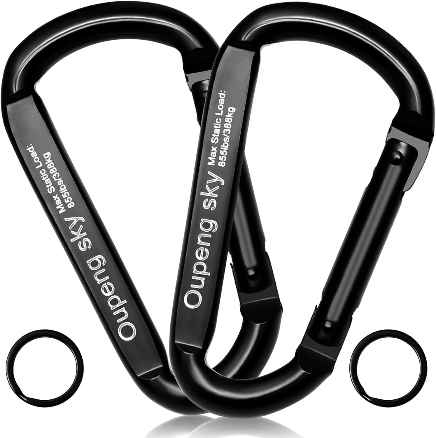 Carabiner Clip, 3″ Iron Heavy Duty Carabiners 855lbs-11KN/2475lbs for Hammocks, Camping Accessories,Hiking,Keychains,Outdoors and Gym etc,D Shaped Spring Hook Small Carabiners for Dog Leash,Harness.